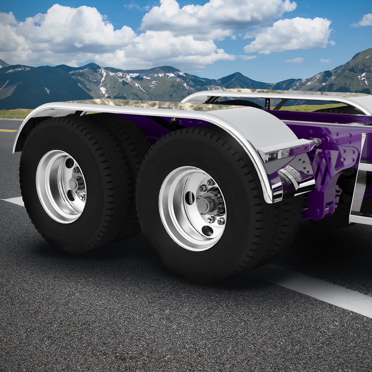 120" 430 Stainless Steel (16ga) Roll Formed Edge Smooth Full Fender 54" Spread - SS Series (Pair)