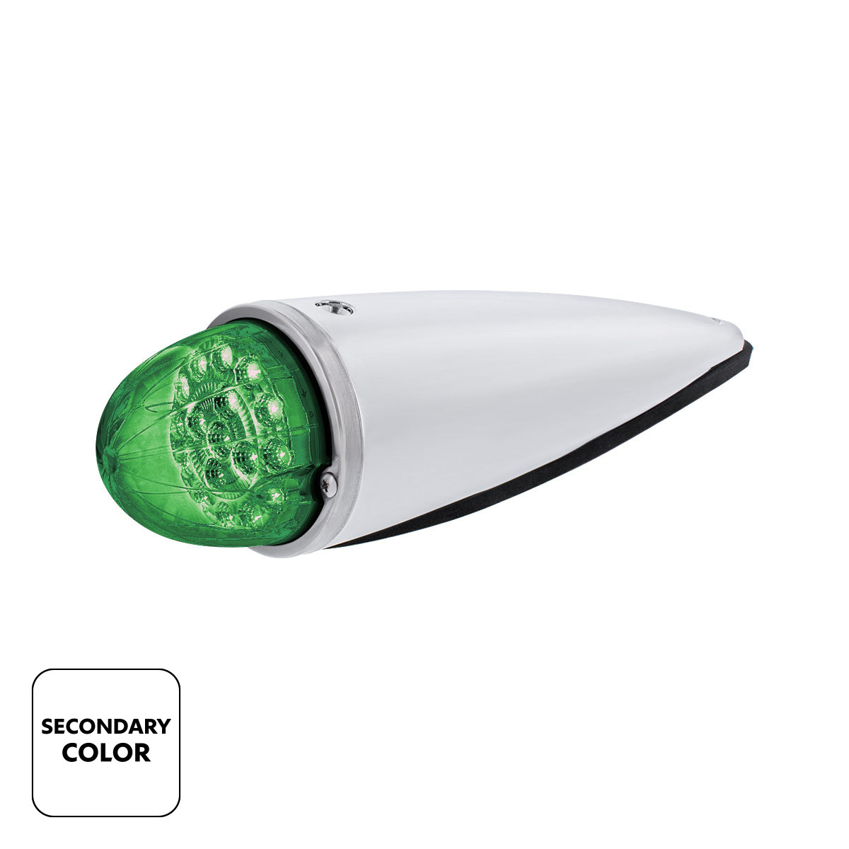 17 LED Watermelon Double Fury Light Torpedo Cab Light - Amber & Green LED/Clear Lens