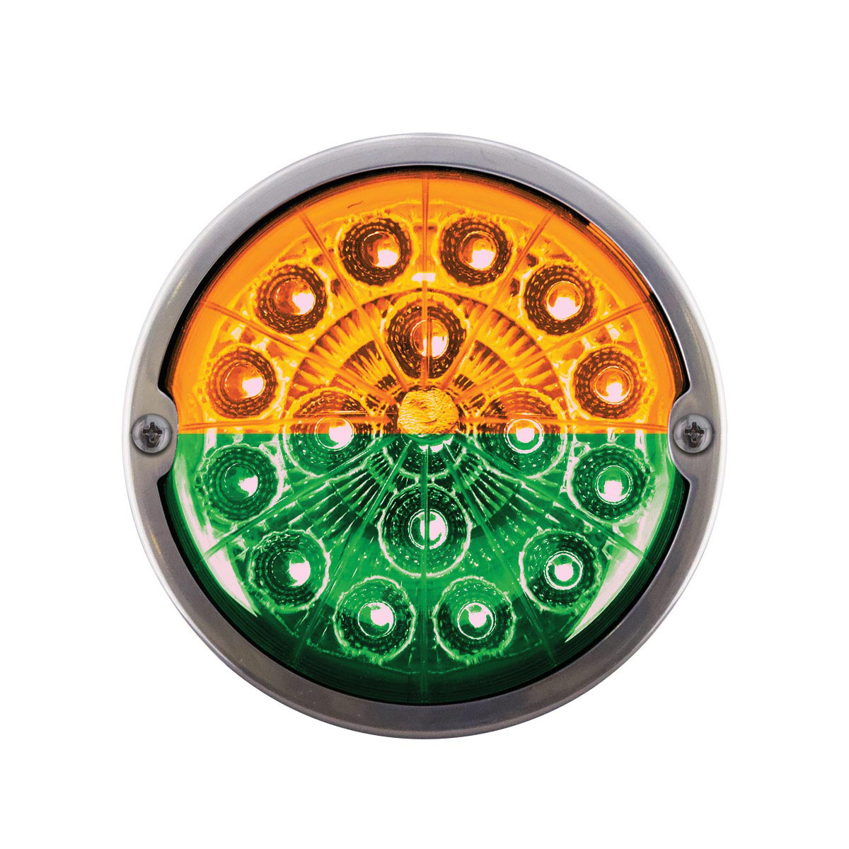 17 LED Watermelon Double Fury Light Torpedo Cab Light - Amber & Green LED/Clear Lens