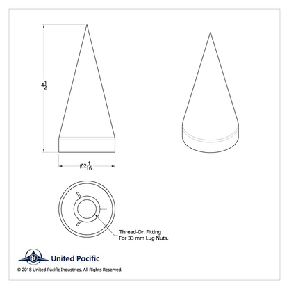33mm x 4-1/2" Chrome Plastic X Spike Nut Covers - Thread-On (Box Of 10)