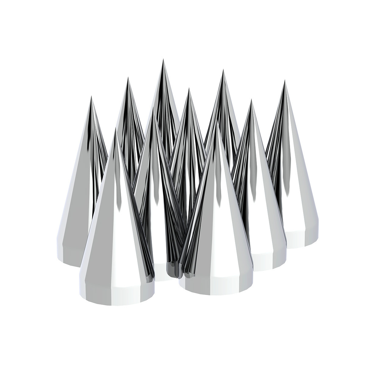 33mm x 4-1/2" Chrome Plastic X Spike Nut Covers - Thread-On (Box Of 10)