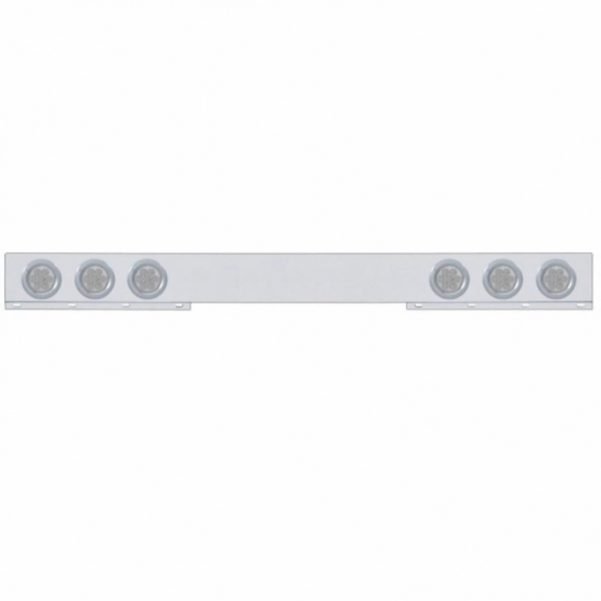 Stainless 1 Piece Rear Light Bar With Six 7 LED 4" Reflector Lights & Bezels - Red LED/Clear Lens