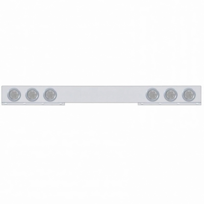Stainless 1 Piece Rear Light Bar With Six 7 LED 4" Reflector Lights & Bezels - Red LED/Clear Lens