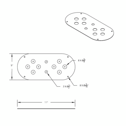 Stainless Steel Above Door Dome Light Plate With 8 x 3/4" Mini Light Cutouts For Kenworth & Peterbilt Trucks