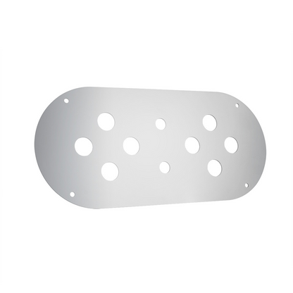 Stainless Steel Above Door Dome Light Plate With 8 x 3/4" Mini Light Cutouts For Kenworth & Peterbilt Trucks