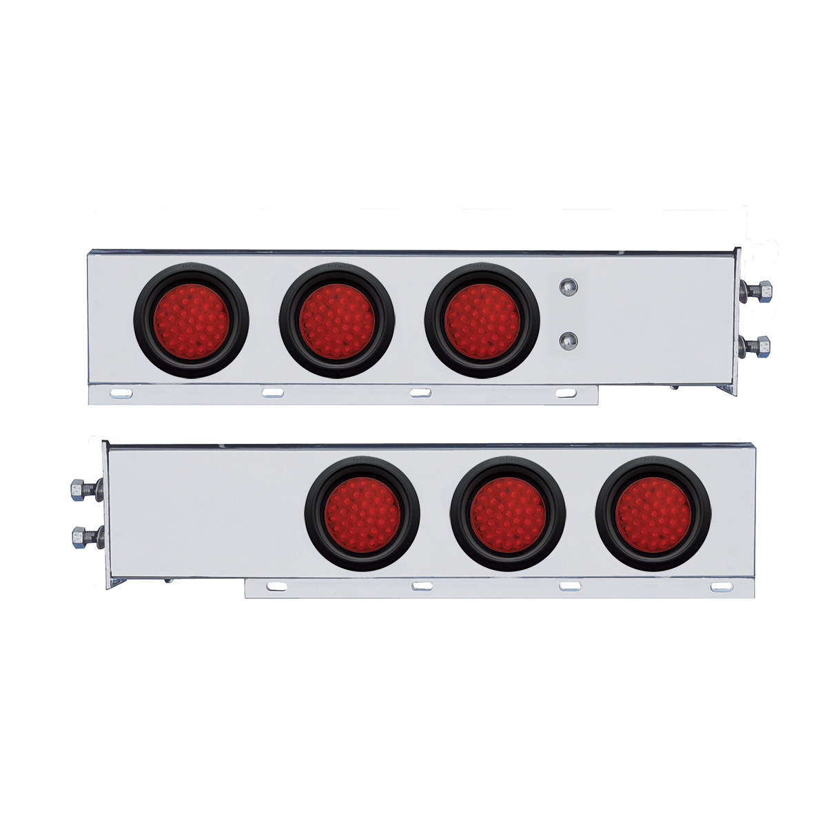 2" Bolt Pattern SS Spring Loaded Bar With 6X 36 LED 4" Lights -Red LED & Lens (Pair)