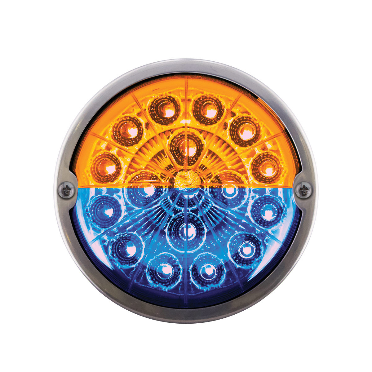 17 LED Watermelon Double Fury Light Torpedo Cab Light - Amber & Blue LED/Clear Lens