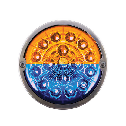 17 LED Watermelon Double Fury Light Torpedo Cab Light - Amber & Blue LED/Clear Lens