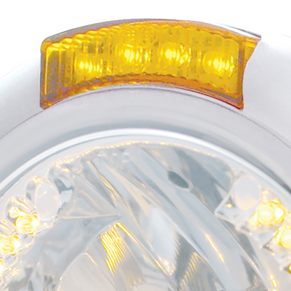 Chrome Classic Headlight H4 With 34 Amber LED & Dual Mode LED Signal - Amber Lens
