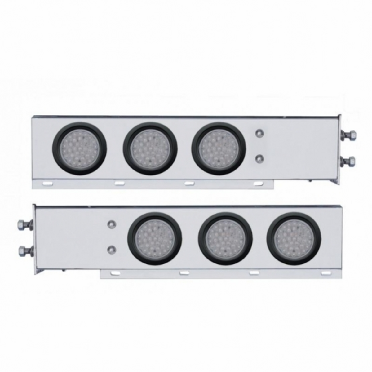 2.5" Bolt Pattern Chrome Spring Loaded Bar W/6X 36 LED 4" Lights -Red LED/Clear Lens (Pair)