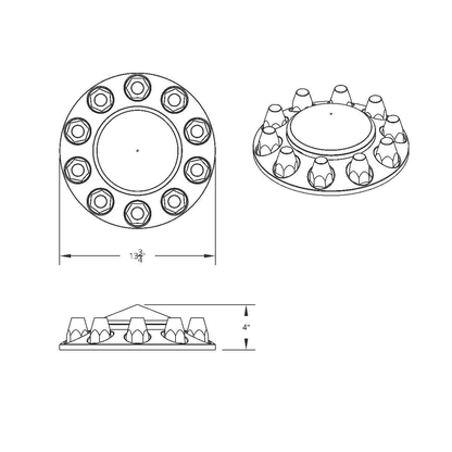Pointed Front Axle Cover With 33mm Standard Thread-On Nut Covers - Matte Black