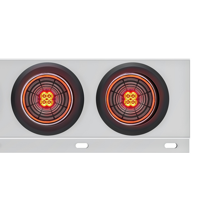 3-3/4" Bolt Pattern SS Spring Loaded Bar With 6X 4" 13 LED Abyss Lights - Red LED/Clear Lens (Pair)