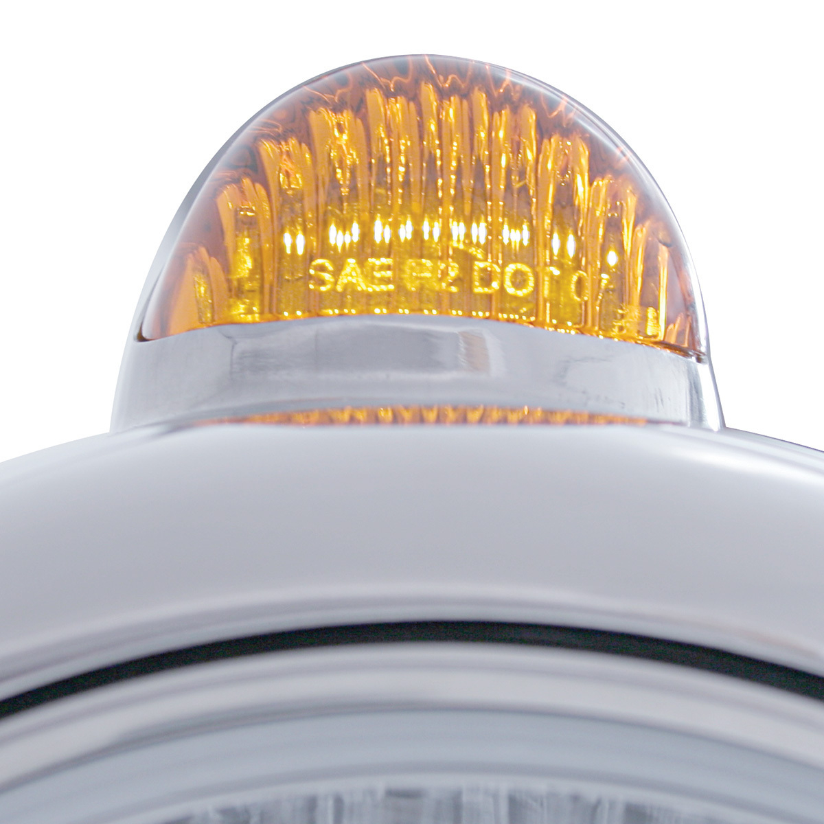 Stainless Steel Guide 682-C Headlight H6024 & Dual Mode LED Signal - Amber Lens