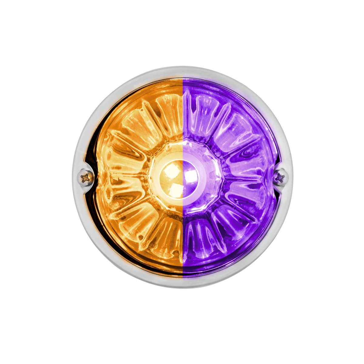 360-Degree Double Fury LED Bulb Glass Watermelon Flush Mount Kit-Amber & Purple LED