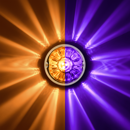 360-Degree Double Fury LED Bulb Glass Watermelon Flush Mount Kit-Amber & Purple LED