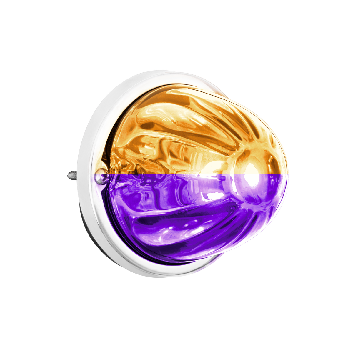 360-Degree Double Fury LED Bulb Glass Watermelon Flush Mount Kit-Amber & Purple LED