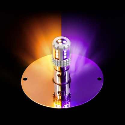360-Degree Double Fury LED Bulb Glass Watermelon Flush Mount Kit-Amber & Purple LED