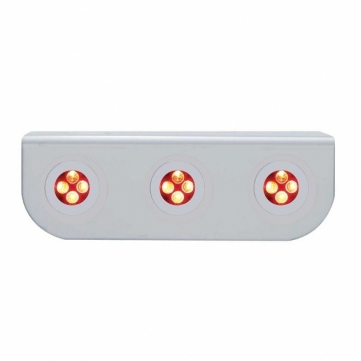 Stainless Light Bracket With Three 4 LED Fastener Lights - Red LED/Clear Lens