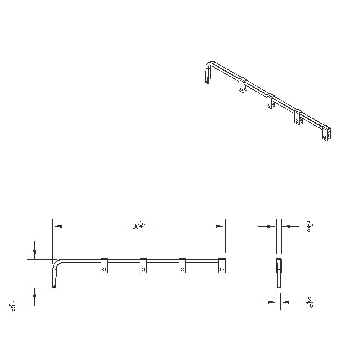Black Straight Mud Flap Hangers With Mounting Hardware - No Coil (Pair)