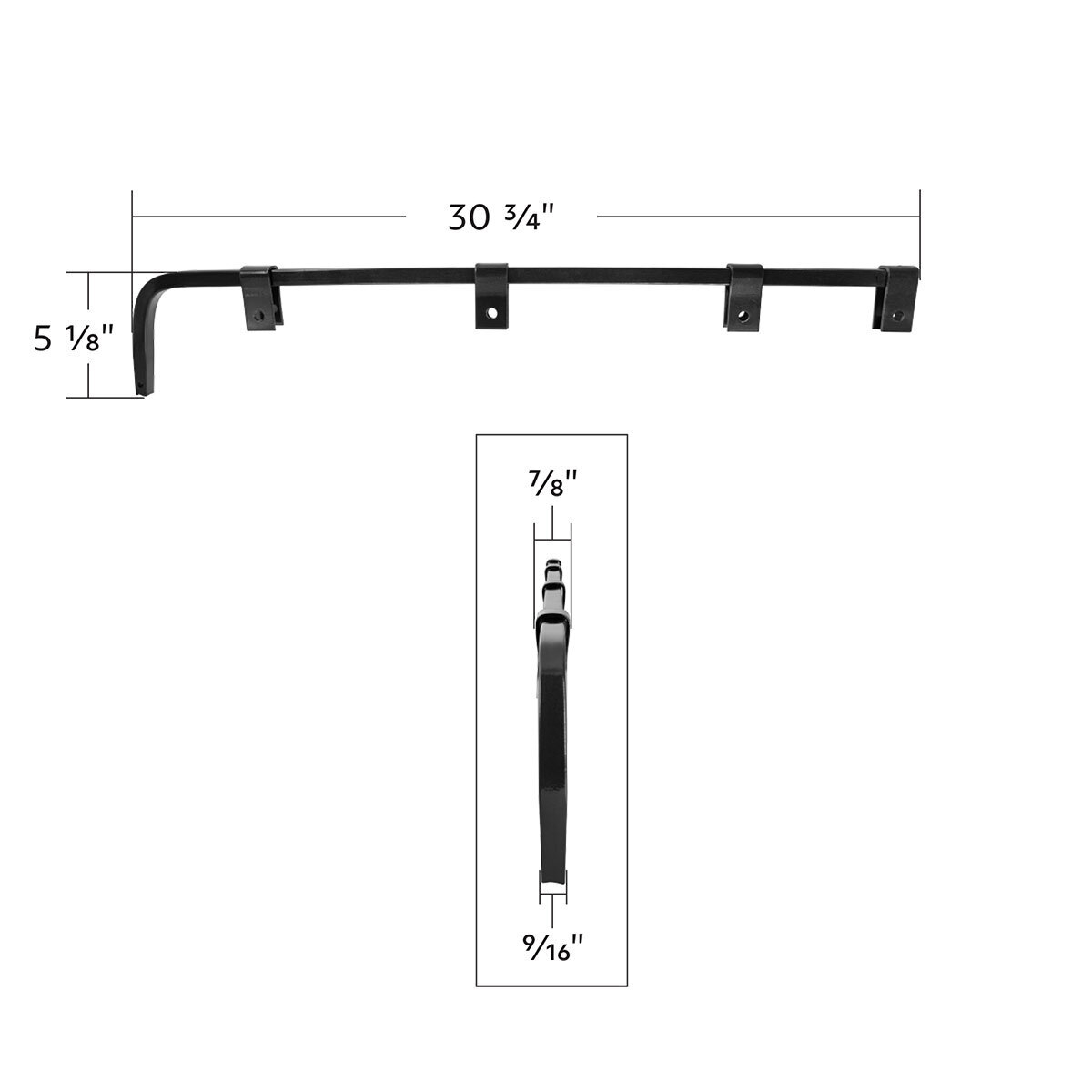 Black Straight Mud Flap Hangers With Mounting Hardware - No Coil (Pair)