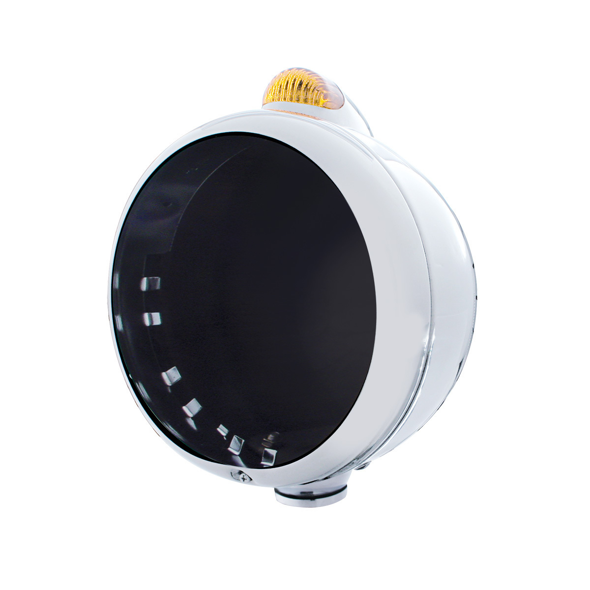 Stainless Steel Guide 682-C Headlight No Bulb With Dual Mode LED Signal - Amber Lens