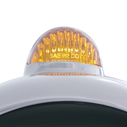 Stainless Steel Guide 682-C Headlight No Bulb With Dual Mode LED Signal - Amber Lens