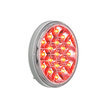 19 LED 4" Round Reflector Light (Stop, Turn & Tail) - Red LED/Clear Lens