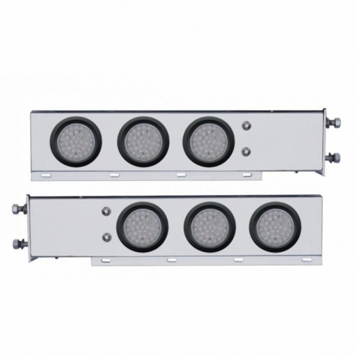 3-3/4" Bolt Pattern Chrome Spring Loaded Bar W/6X 36 Red LED 4" Lights - Clear Lens (Pair)