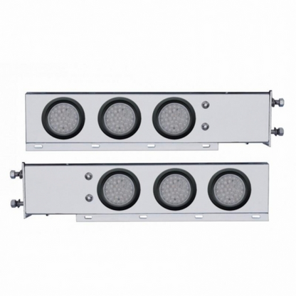3-3/4" Bolt Pattern Chrome Spring Loaded Bar W/6X 36 Red LED 4" Lights - Clear Lens (Pair)