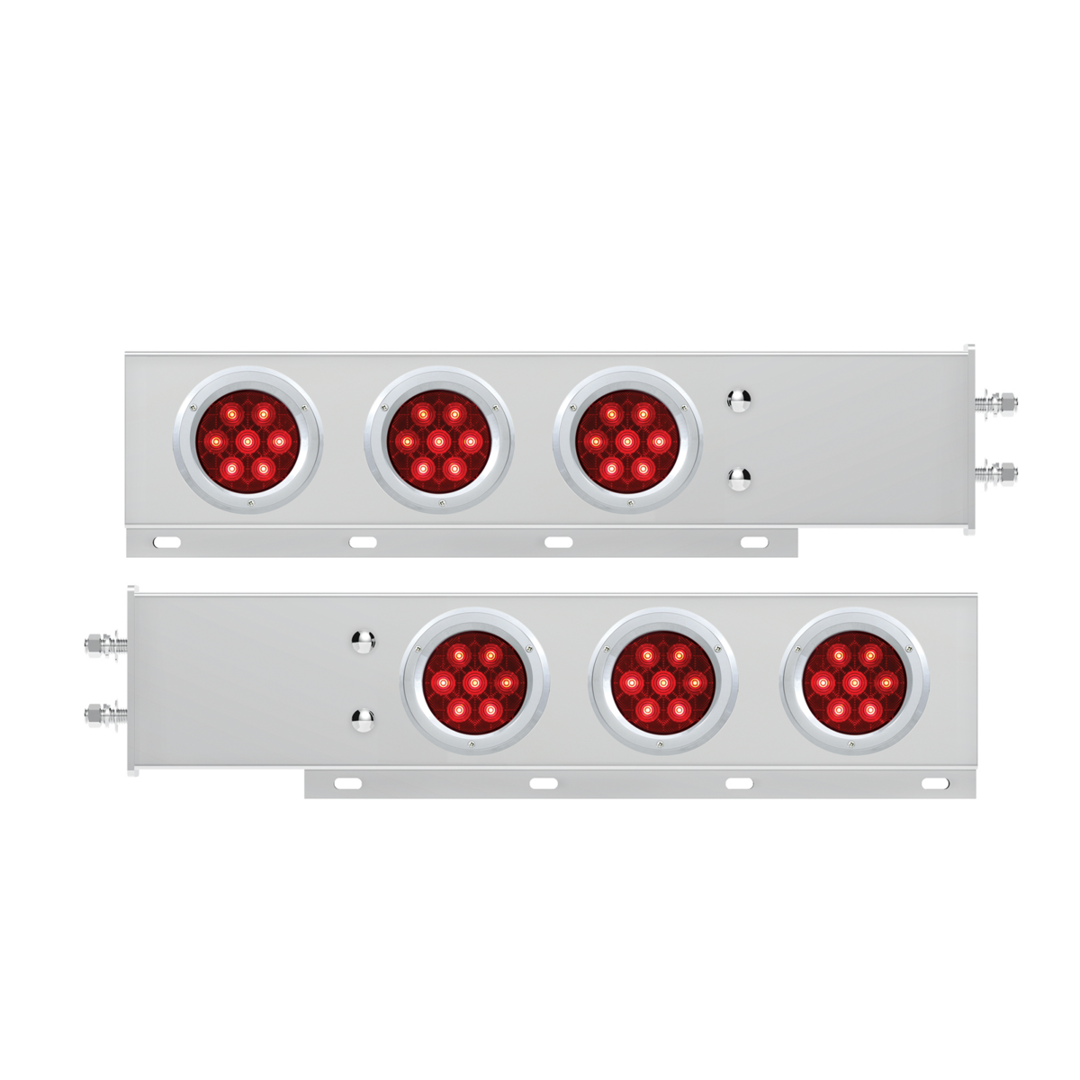 2.5" Bolt Pattern Spring Loaded Rear Bar With 6X Competition Series 7 Red LED 4" Light -Red Lens (Pair)