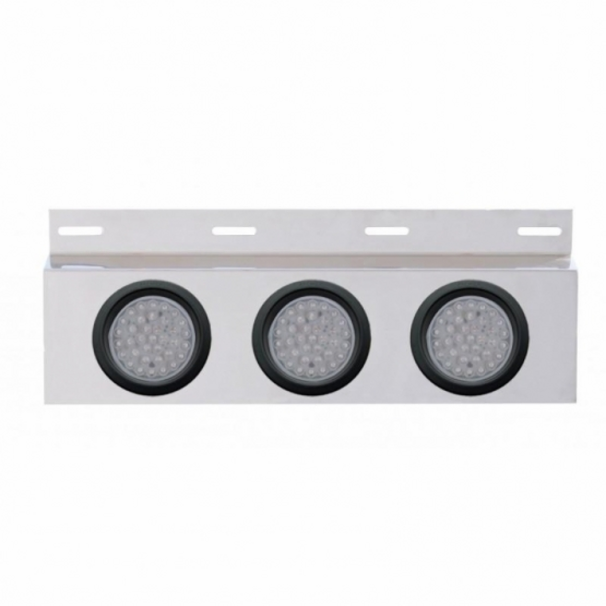 Stainless Top Mud Flap Plate With 3X 36 LED 4" Lights & Grommets - Red LED/Clear Lens (Each)