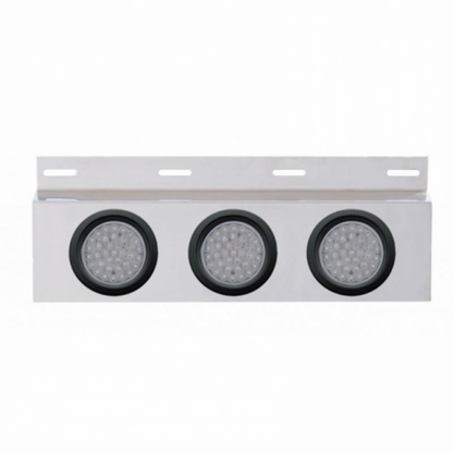 Stainless Top Mud Flap Plate With 3X 36 LED 4" Lights & Grommets - Red LED/Clear Lens (Each)