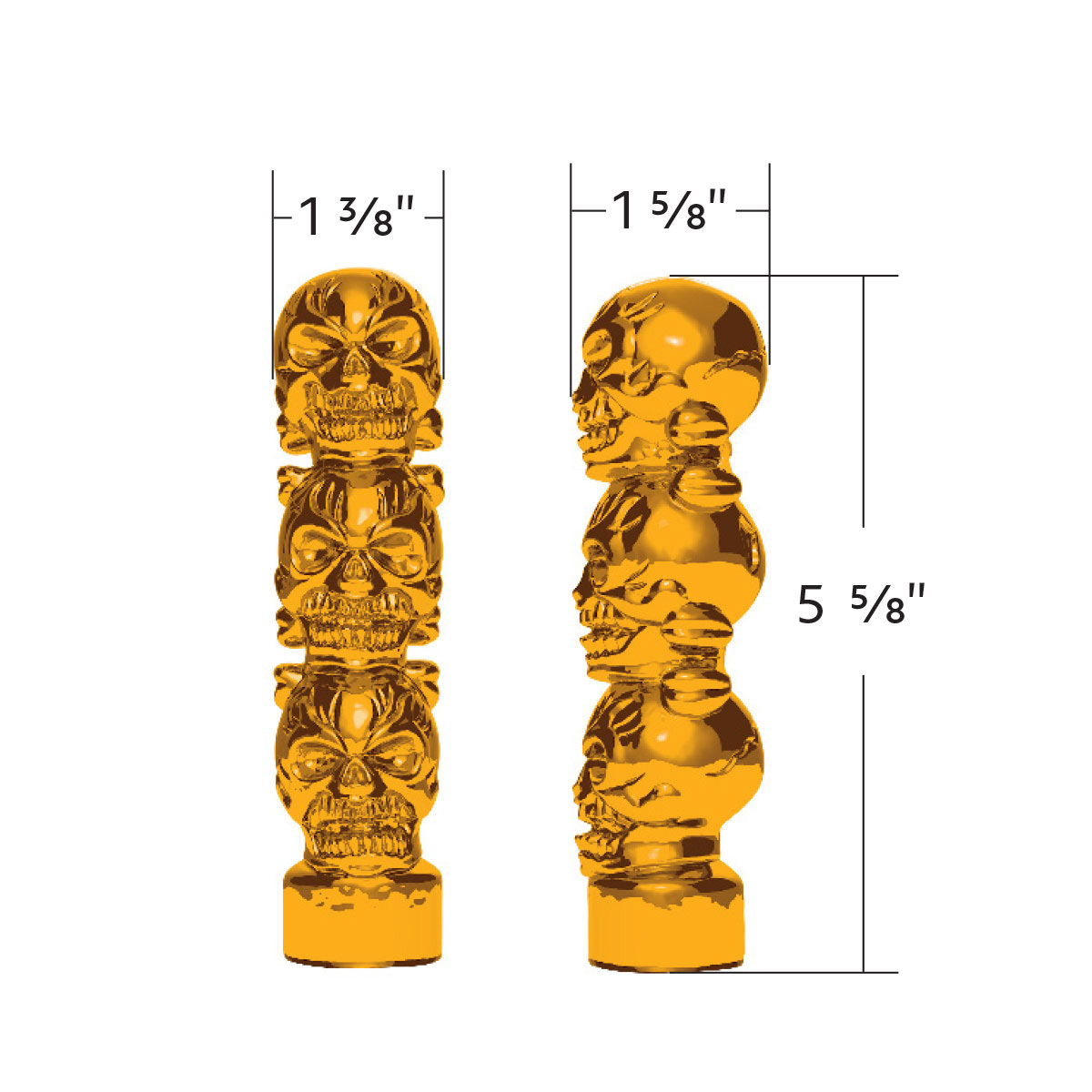 1/2"-13 Thread-On 3 Skull Candy Color Shift Knob-Electric Yellow