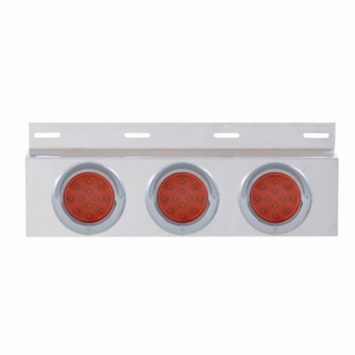 Stainless Top Mud Flap Plate With 3X 12 LED 4" Lights & Visors - Red LED/Red Lens (Each)