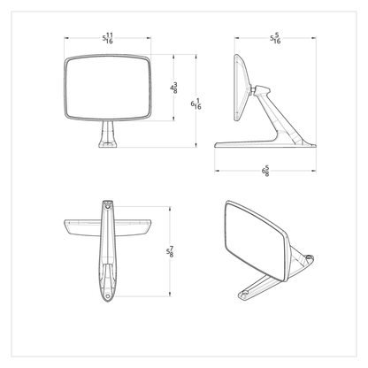 Chrome Exterior Mirror With LED Turn Signal For Ford Bronco (1966-1977) & Truck (1967-1979) - L/H; Chrome Exterior Mirror With Convex Glass & LED For Ford Bronco (1966-1977) & Truck (1967-1979) - R/H (2pcs)