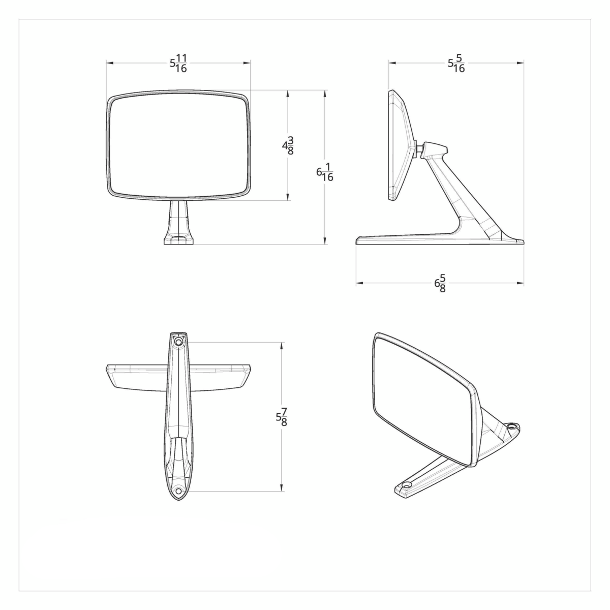 Chrome Exterior Mirror With LED Turn Signal For Ford Bronco (1966-1977) & Truck (1967-1979) - L/H; Chrome Exterior Mirror With Convex Glass & LED For Ford Bronco (1966-1977) & Truck (1967-1979) - R/H (2pcs)