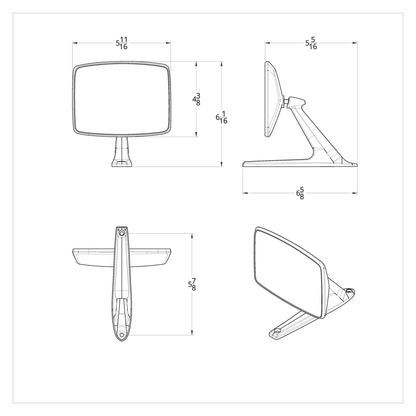 Chrome Exterior Mirror With LED Turn Signal For Ford Bronco (1966-1977) & Truck (1967-1979) - L/H; Chrome Exterior Mirror With Convex Glass & LED For Ford Bronco (1966-1977) & Truck (1967-1979) - R/H (2pcs)