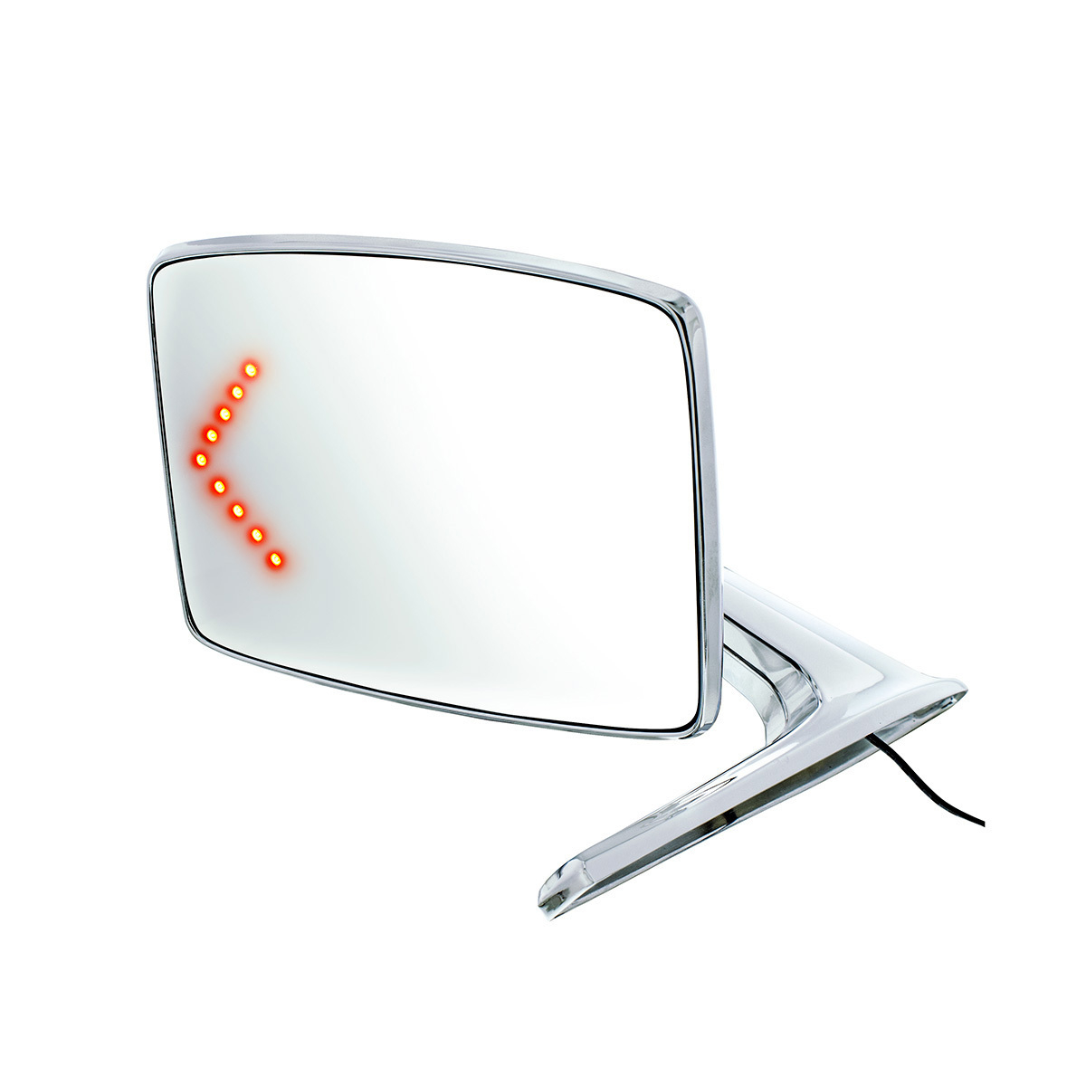 Chrome Exterior Mirror With LED Turn Signal For Ford Bronco (1966-1977) & Truck (1967-1979) - L/H; Chrome Exterior Mirror With Convex Glass & LED For Ford Bronco (1966-1977) & Truck (1967-1979) - R/H (2pcs)