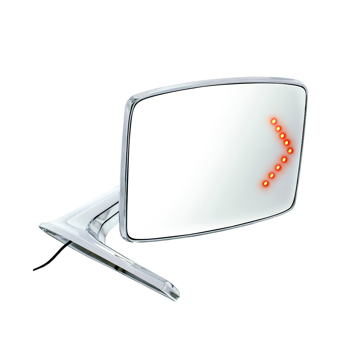 Chrome Exterior Mirror With LED Turn Signal For Ford Bronco (1966-1977) & Truck (1967-1979) - L/H; Chrome Exterior Mirror With Convex Glass & LED For Ford Bronco (1966-1977) & Truck (1967-1979) - R/H (2pcs)
