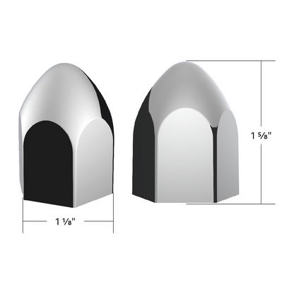 15/16" x 1 5/8" Chrome Plastic Bullet Nut Covers - Push-On (50-Pack)