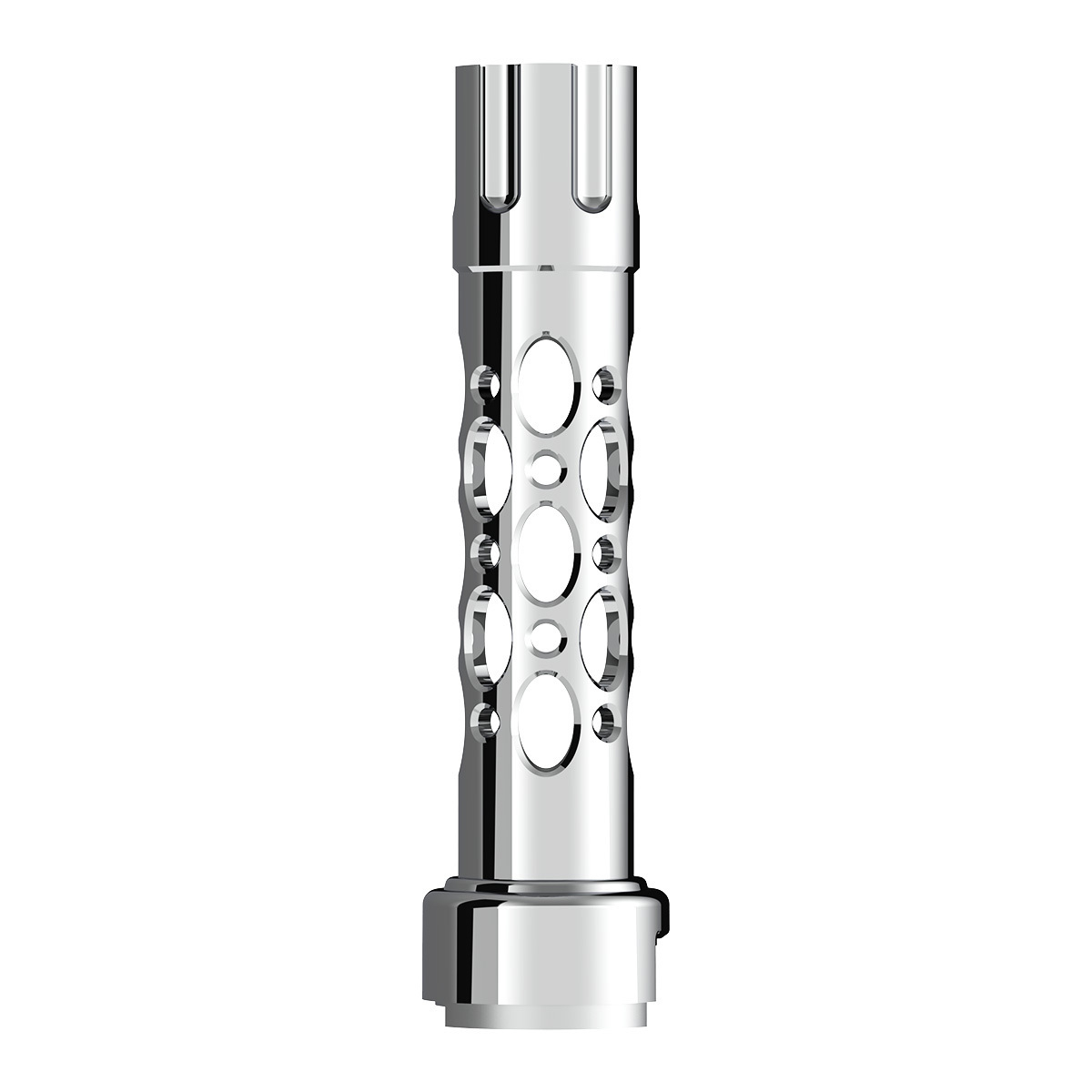 Austin Gun Cylinder Gearshift Knob With 13/15/18 Speed Adapter - Chrome/Vertical
