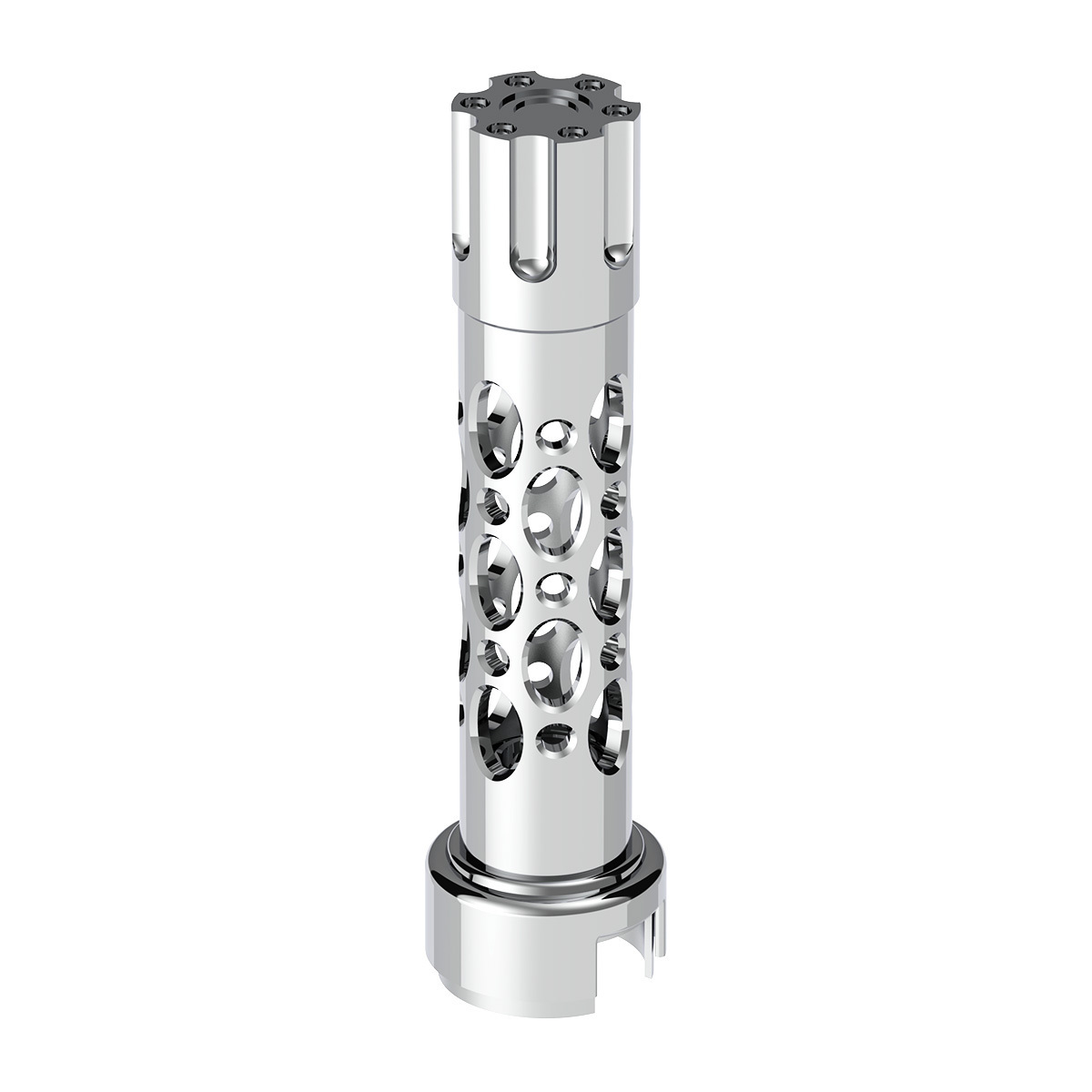 Austin Gun Cylinder Gearshift Knob With 13/15/18 Speed Adapter - Chrome/Vertical