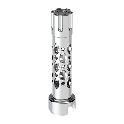 Austin Gun Cylinder Gearshift Knob With 13/15/18 Speed Adapter - Chrome/Vertical