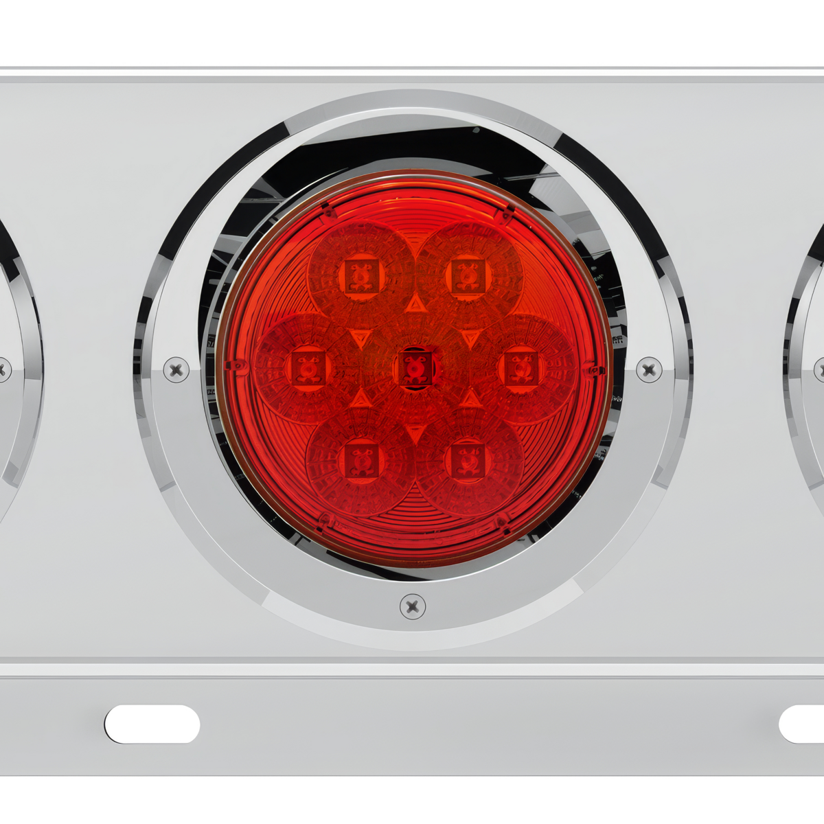 3-3/4" Bolt Pattern Deluxe SS Spring Loaded Bar W/6X 7 Red LED 4" Reflector Light & Visors -Red Lens (Pair)