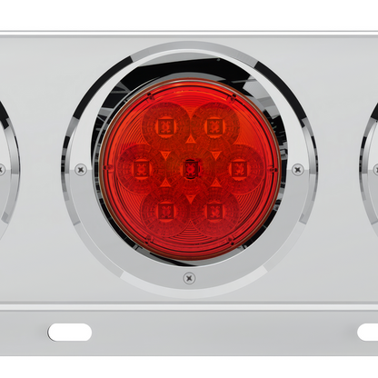 3-3/4" Bolt Pattern Deluxe SS Spring Loaded Bar W/6X 7 Red LED 4" Reflector Light & Visors -Red Lens (Pair)