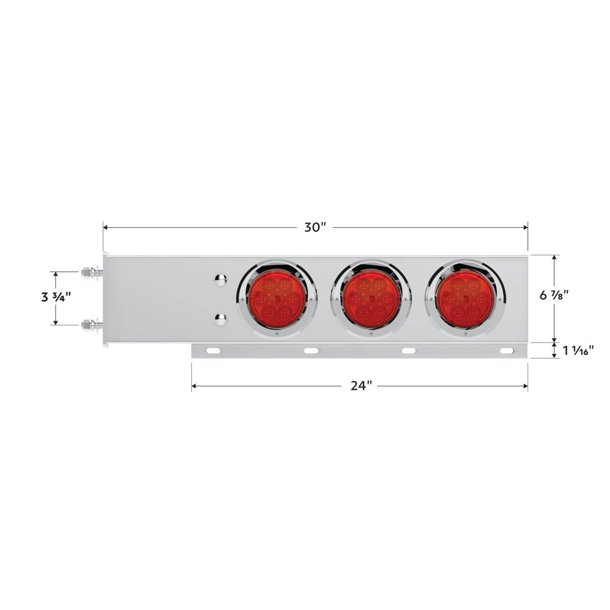 3-3/4" Bolt Pattern Deluxe SS Spring Loaded Bar W/6X 7 Red LED 4" Reflector Light & Visors -Red Lens (Pair)