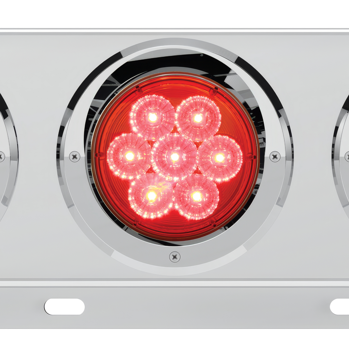 3-3/4" Bolt Pattern Deluxe SS Spring Loaded Bar W/6X 7 Red LED 4" Reflector Light & Visors -Red Lens (Pair)