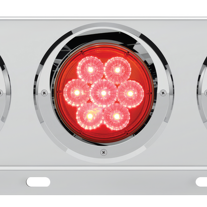 3-3/4" Bolt Pattern Deluxe SS Spring Loaded Bar W/6X 7 Red LED 4" Reflector Light & Visors -Red Lens (Pair)