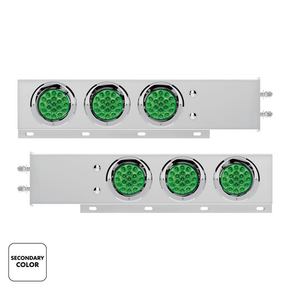2.5" Bolt Pattern SS Spring Loaded Light Bar With 6X Double Fury 19 LED Lights & Visors-Red & Green(Pair)