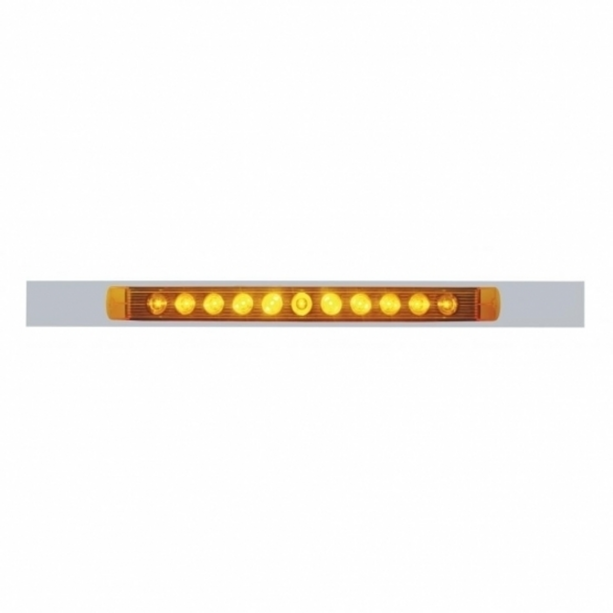 Chrome Top Mud Flap Plate With 11 LED 17" Light Bar - Amber LED/Amber Lens (Each)